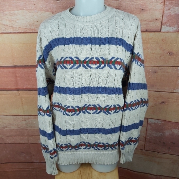 Vintage cable knit sweater grandpa style Large - Picture 5 of 7